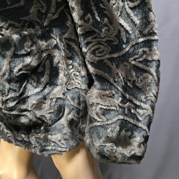 Y2K Faux Fur Coat Size XL Black Brown Mid Length Boho Glam Velvety Luxurious - Picture 5 of 12